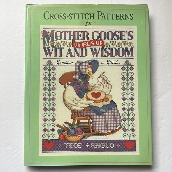 Mother Gooses Words of Wit and Wisdom Cross Stitch Pattern Book Samplers - Picture 1 of 10